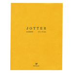 A top view of an A5 60-sheet Postalco Jotter notepad with yellow cover and the polstalco bird logo printed on the bottom.